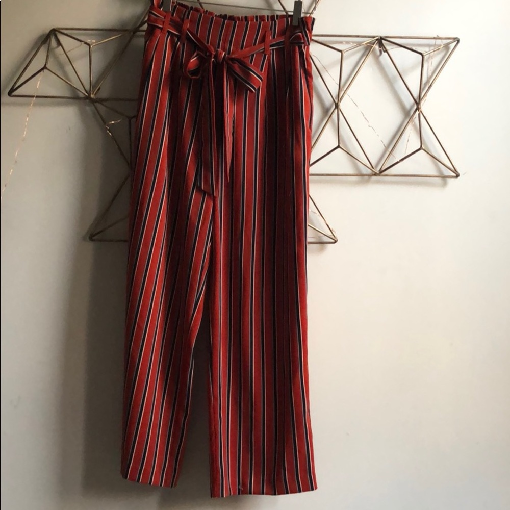 Zara Wide Leg Red striped pants
